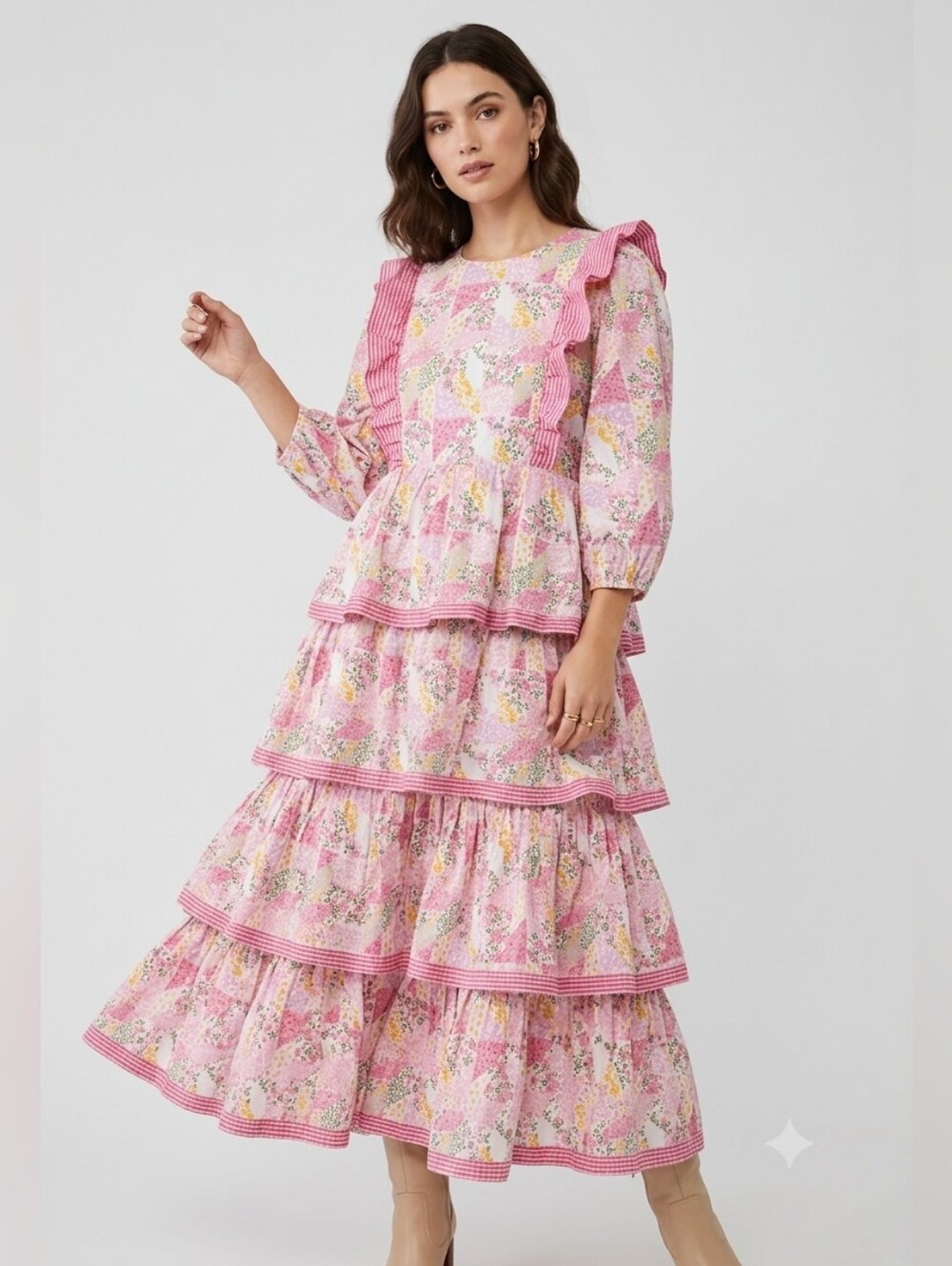 NWT Simply Southern Pink Floral Tiered Maxi Dress SZ XXL